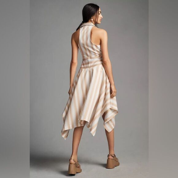 Anthropologie Maeve Asymmetrical Wrap Shirt Dress Size 12 - Picture 3 of 4